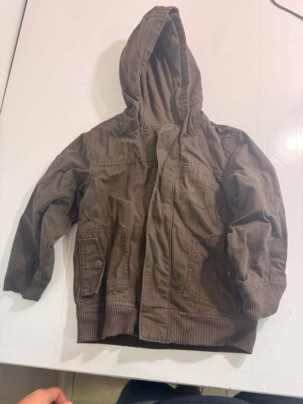 Old Navy Hooded Utility Jacket Size 5T Brown Canvas